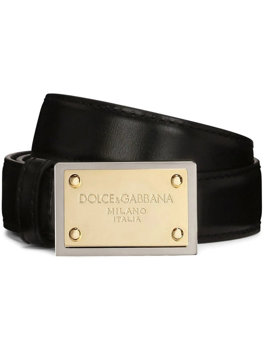 logo-tag leather belt