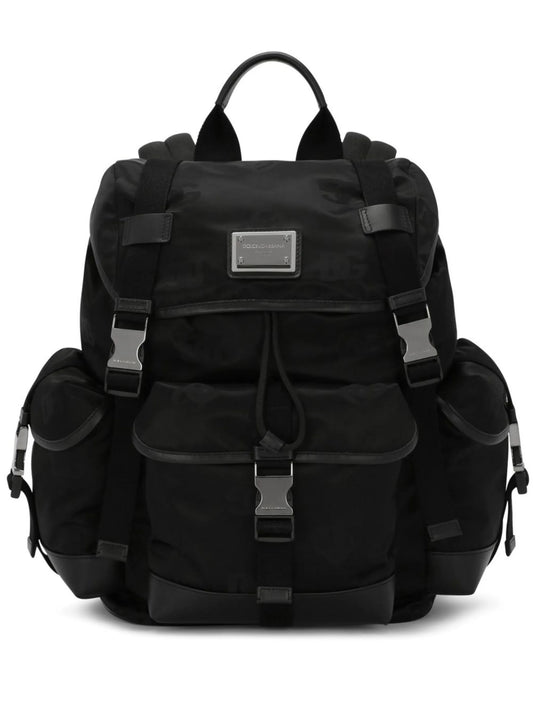 logo-plaque foldover-top backpack
