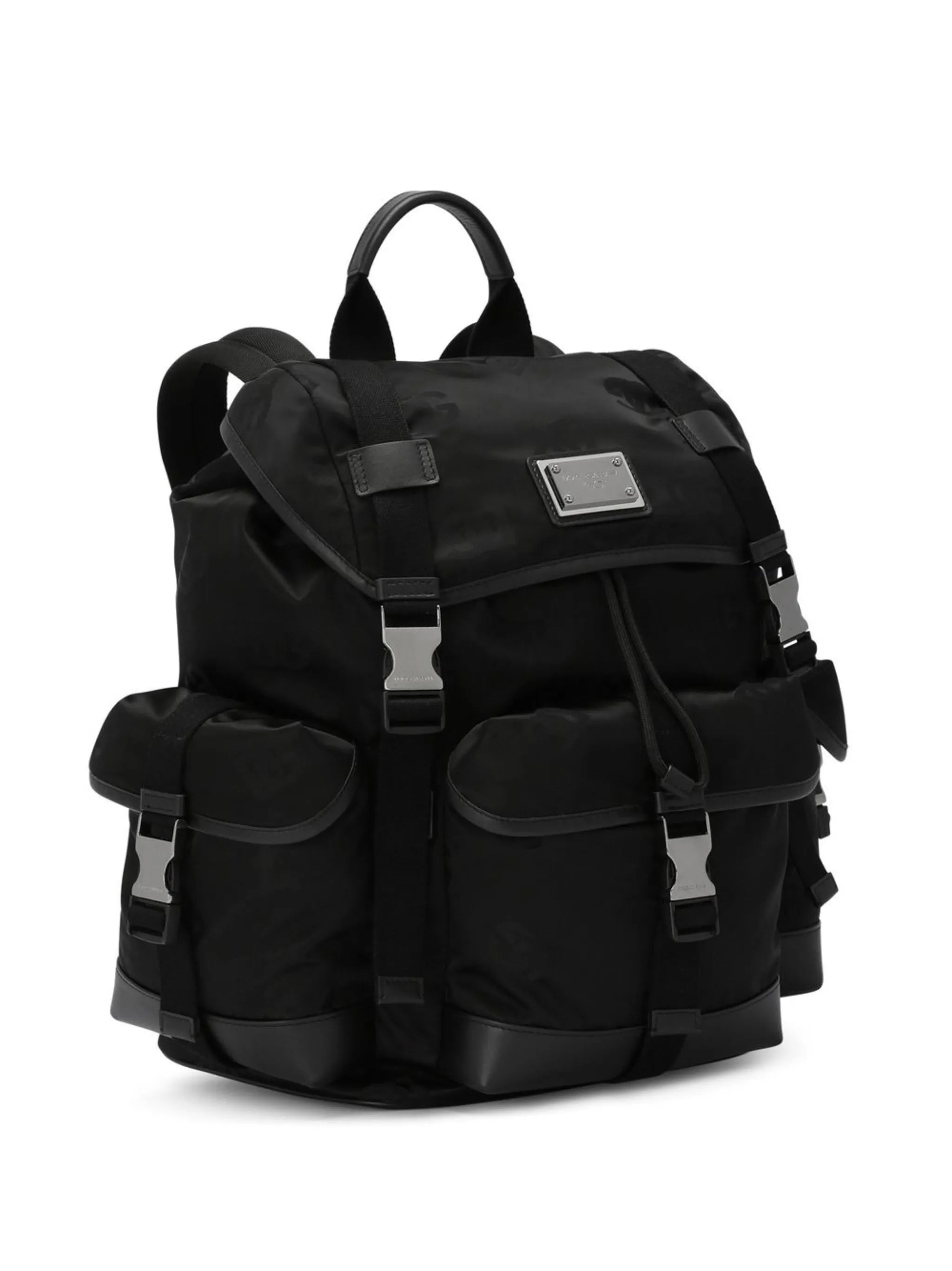 logo-plaque foldover-top backpack