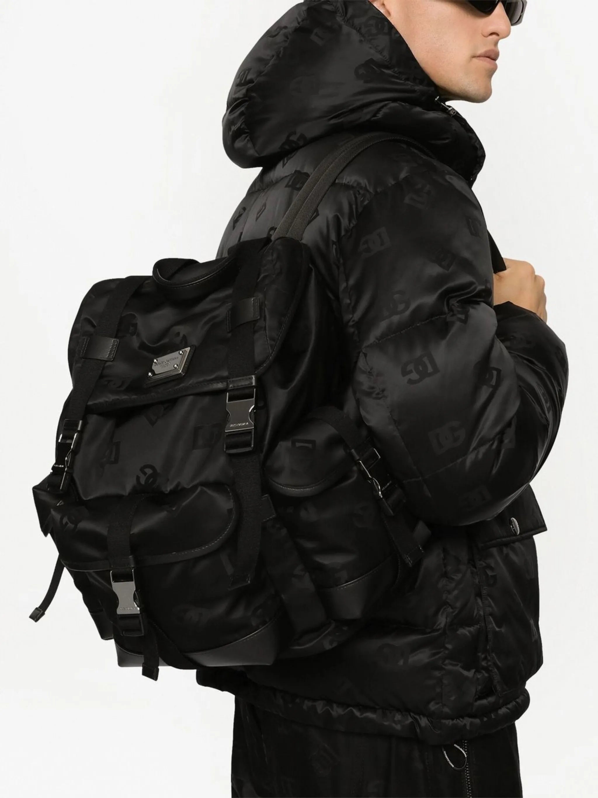 logo-plaque foldover-top backpack