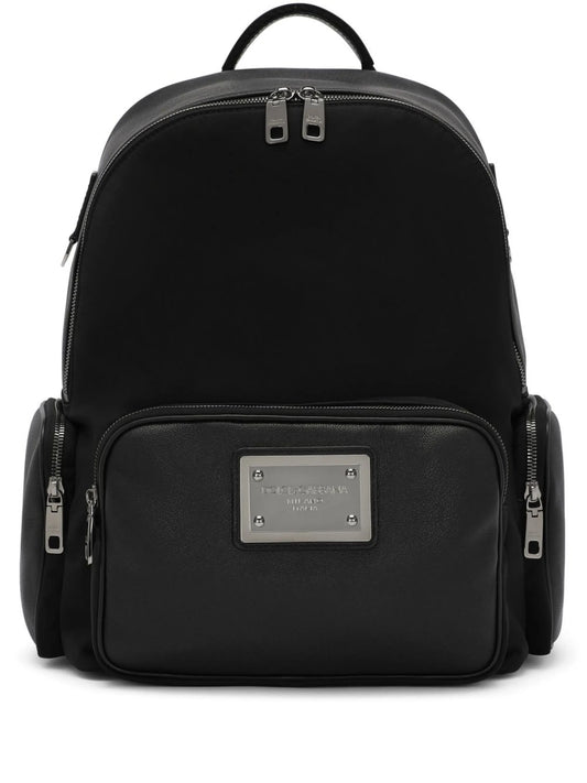 logo-tag leather backpack