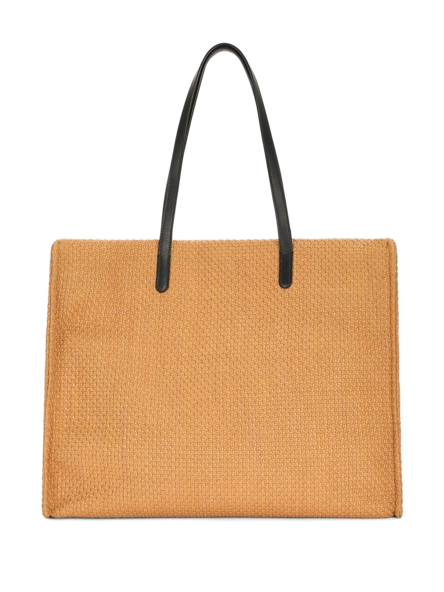 logo-embroidered raffia shopper bag