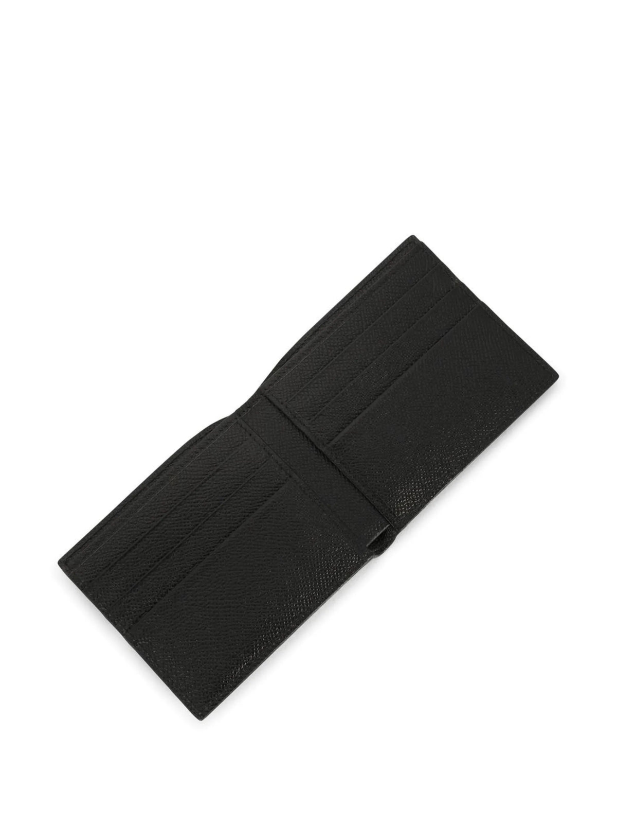 calfskin bifold wallet with logo tag