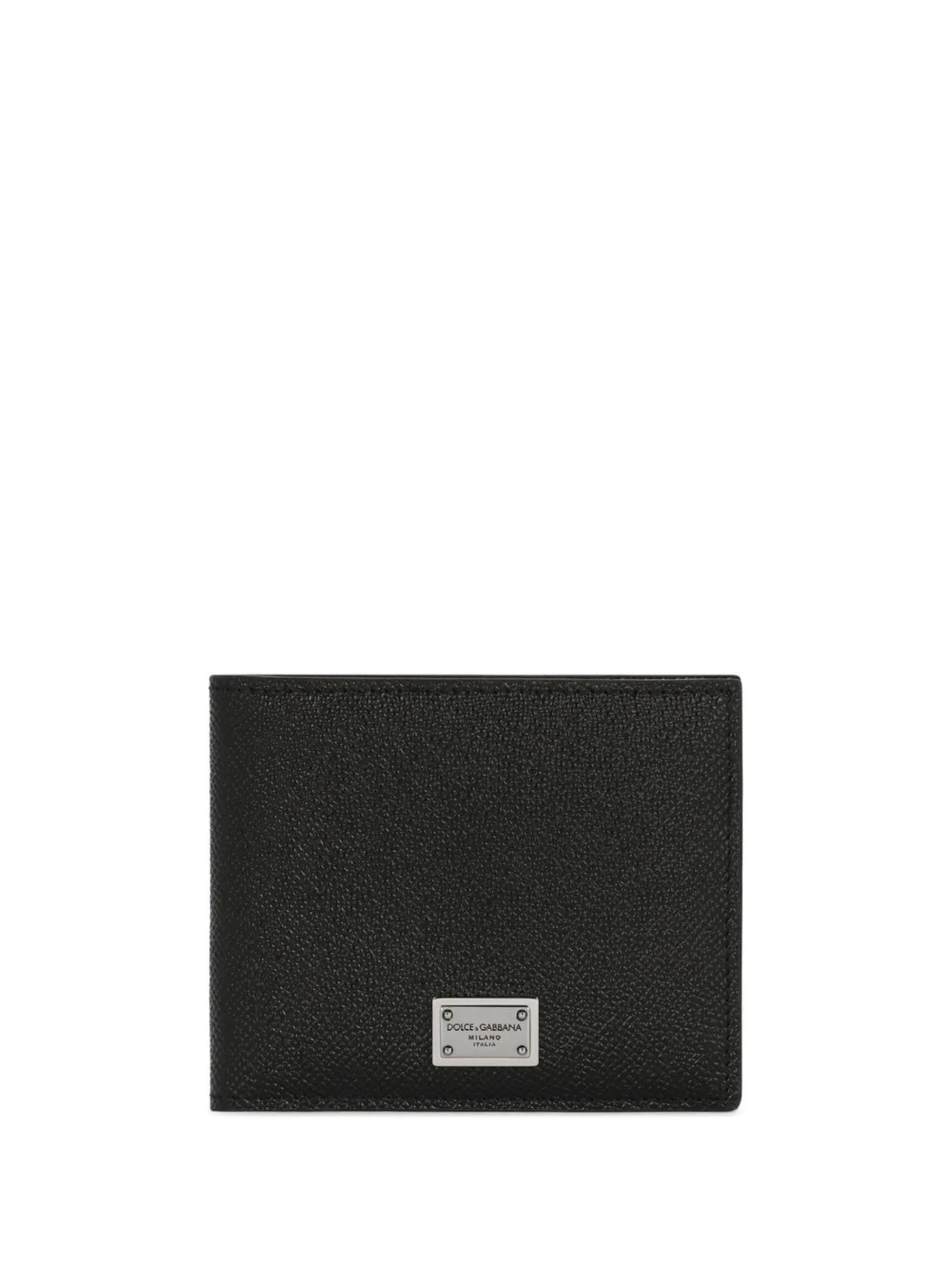 logo-plaque grained leather wallet