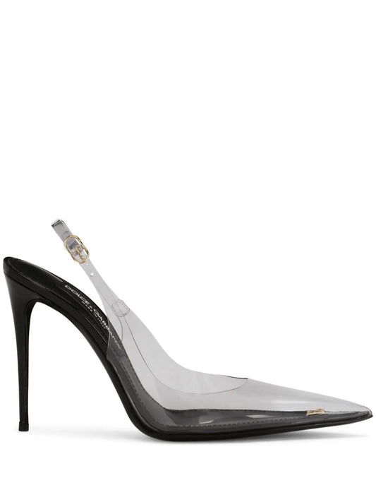 transparent-detail sling-back pumps