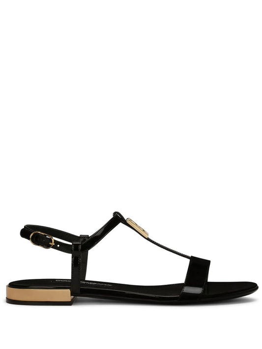 logo-plaque leather sandals