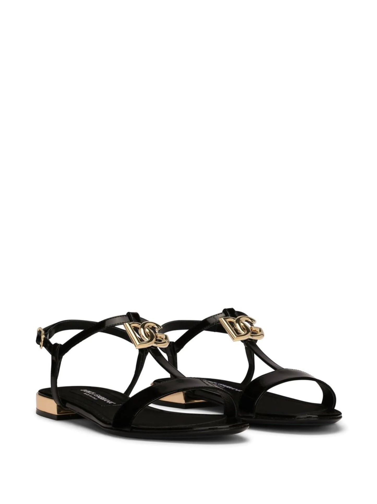 logo-plaque leather sandals