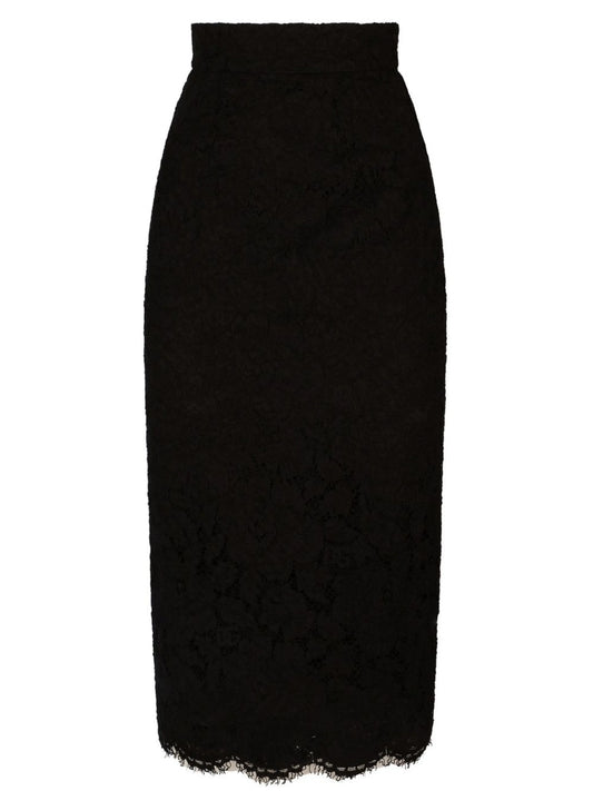 floral-lace midi skirt
