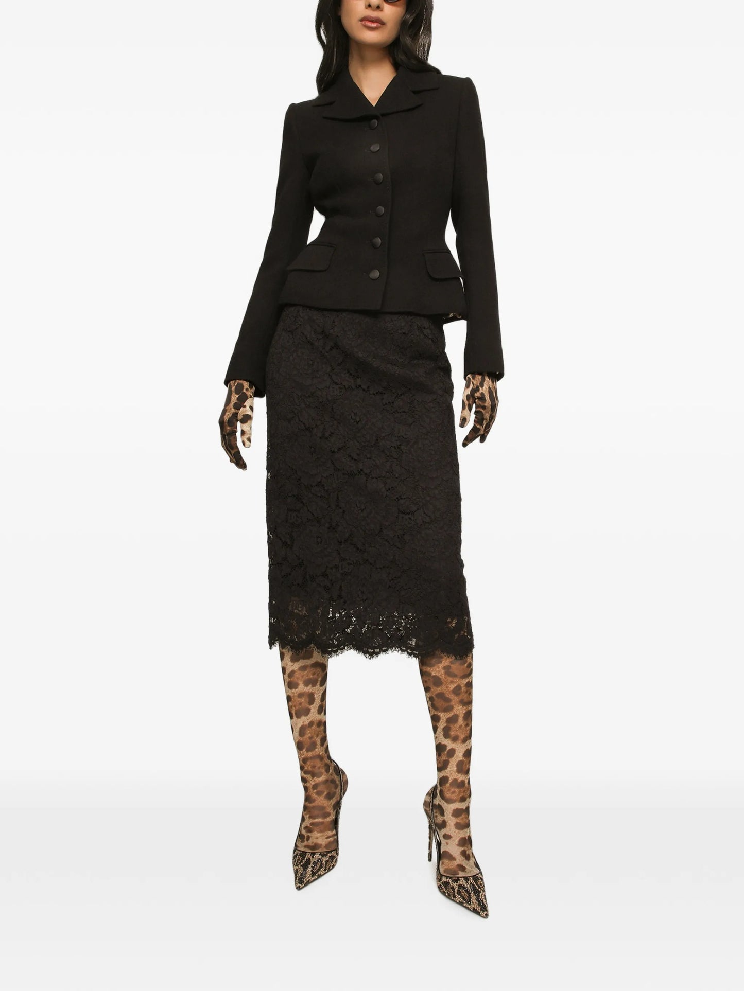 floral-lace midi skirt