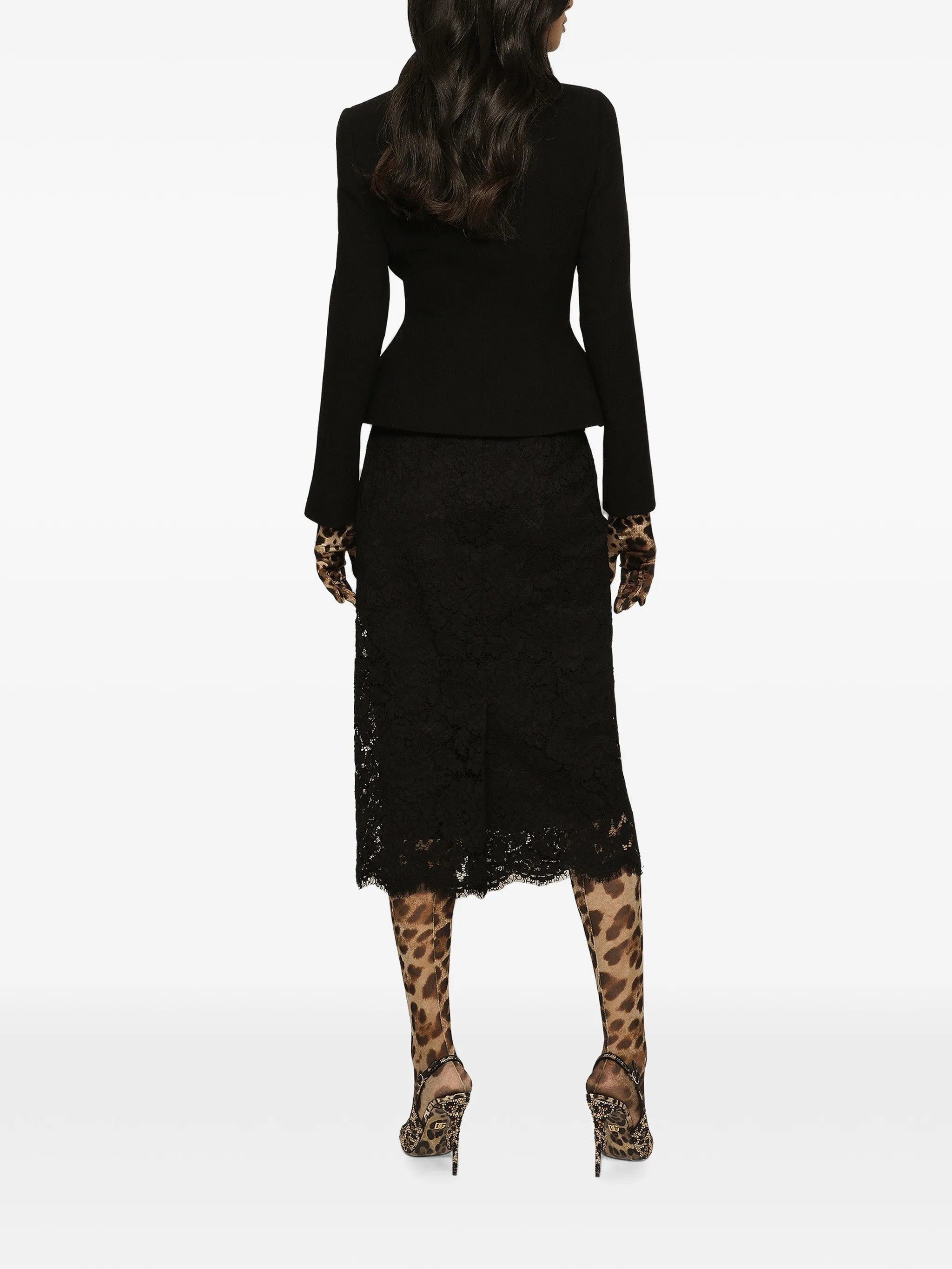 floral-lace midi skirt
