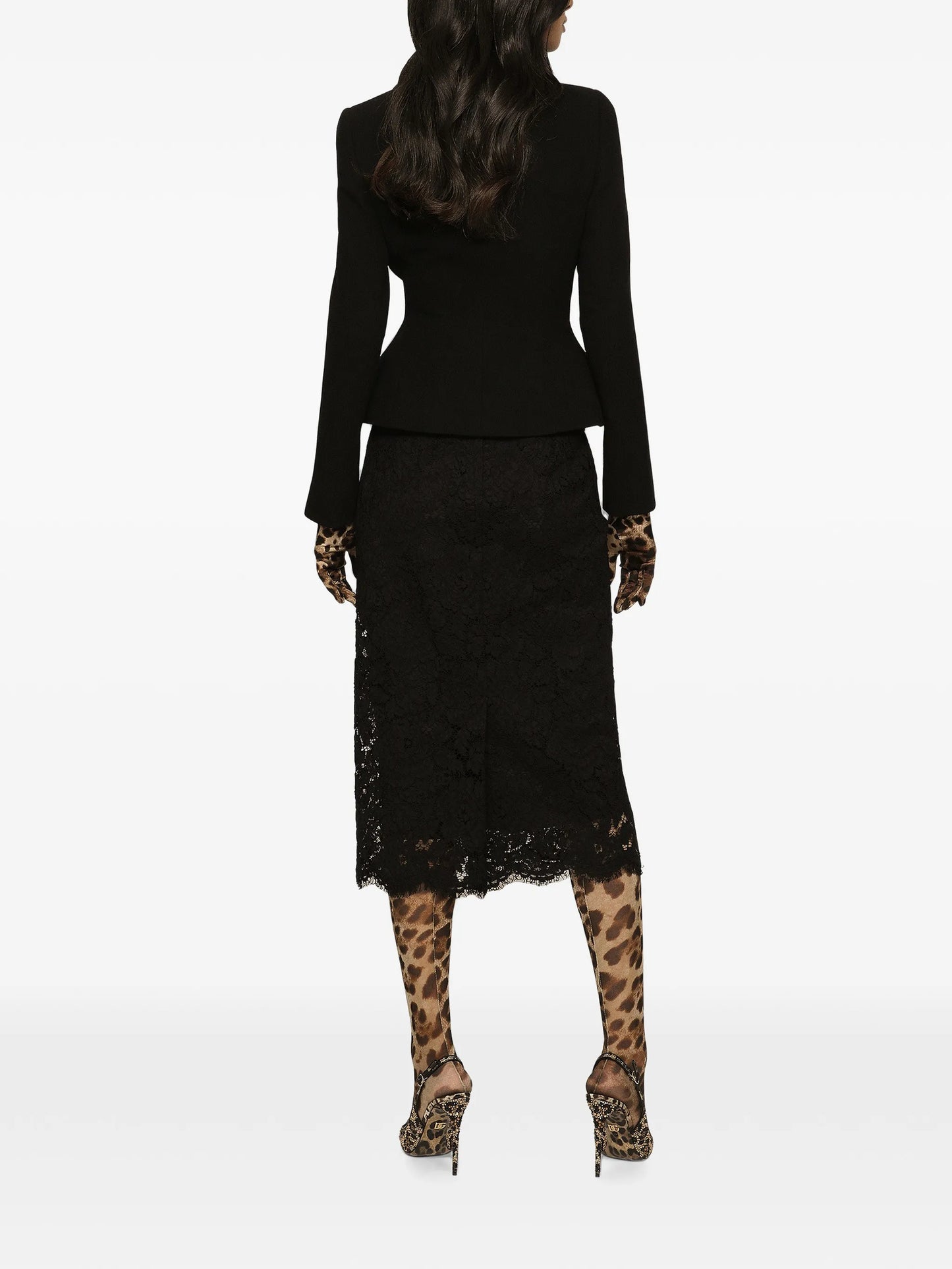 floral-lace midi skirt