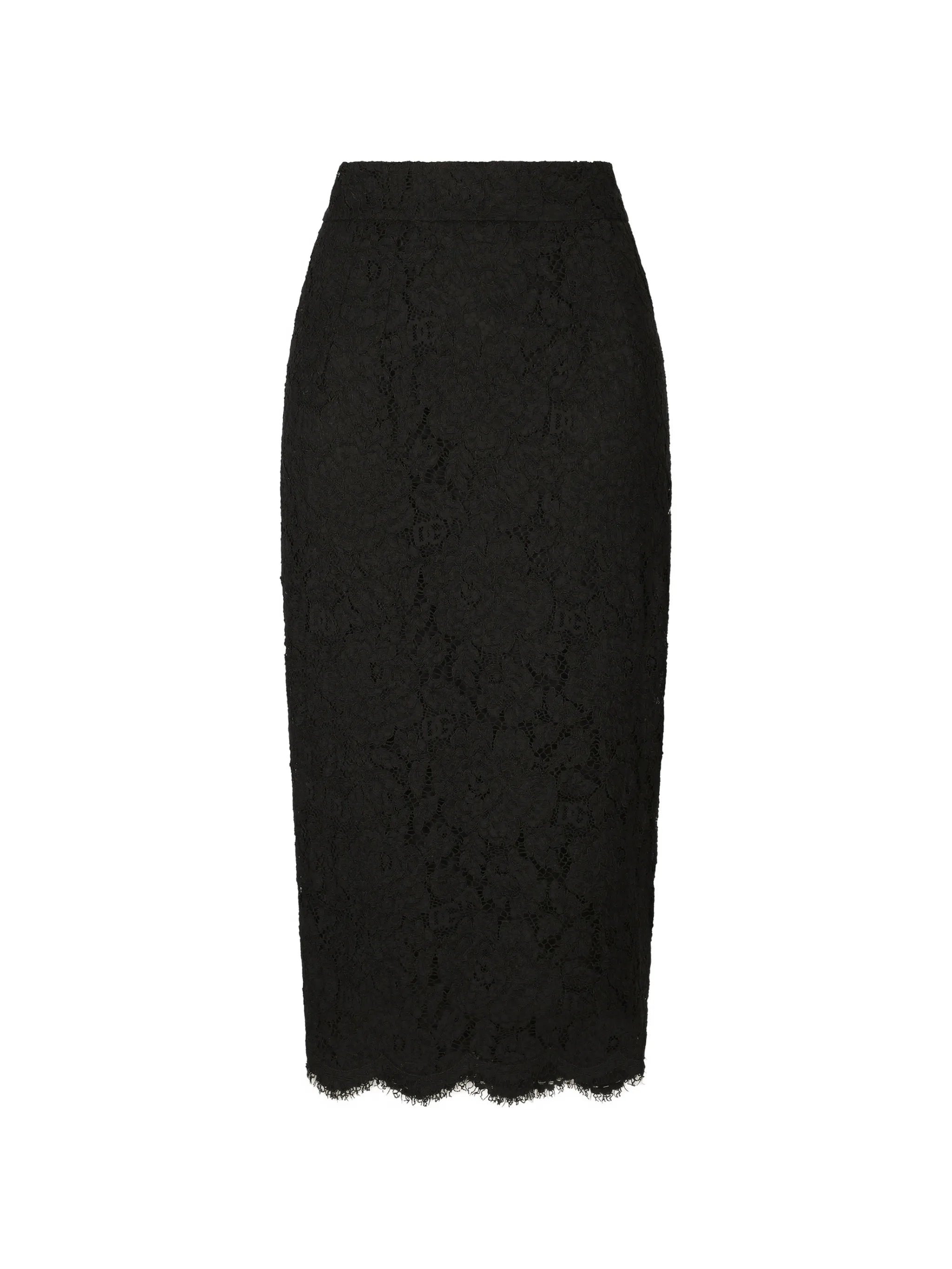 floral-lace midi skirt