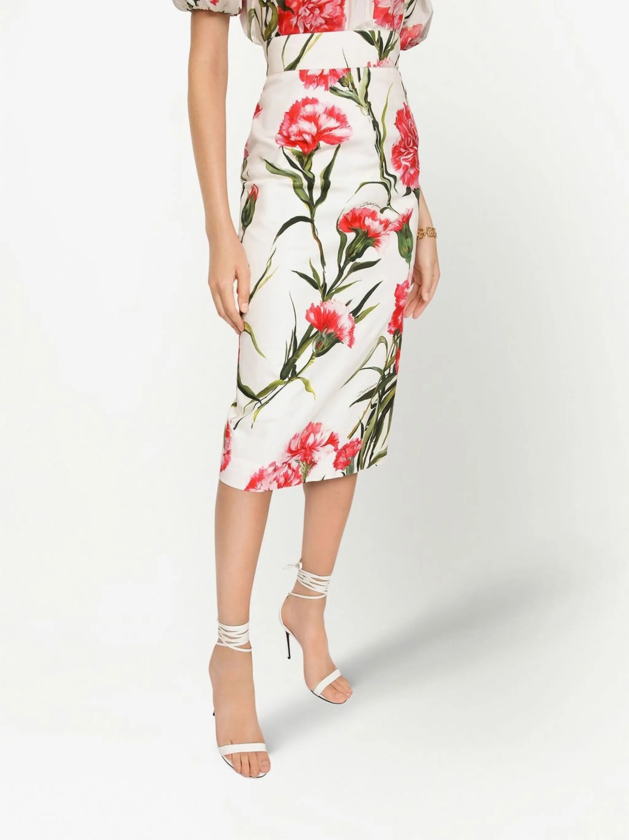floral-print pencil skirt