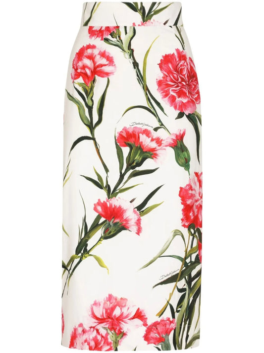floral-print pencil skirt