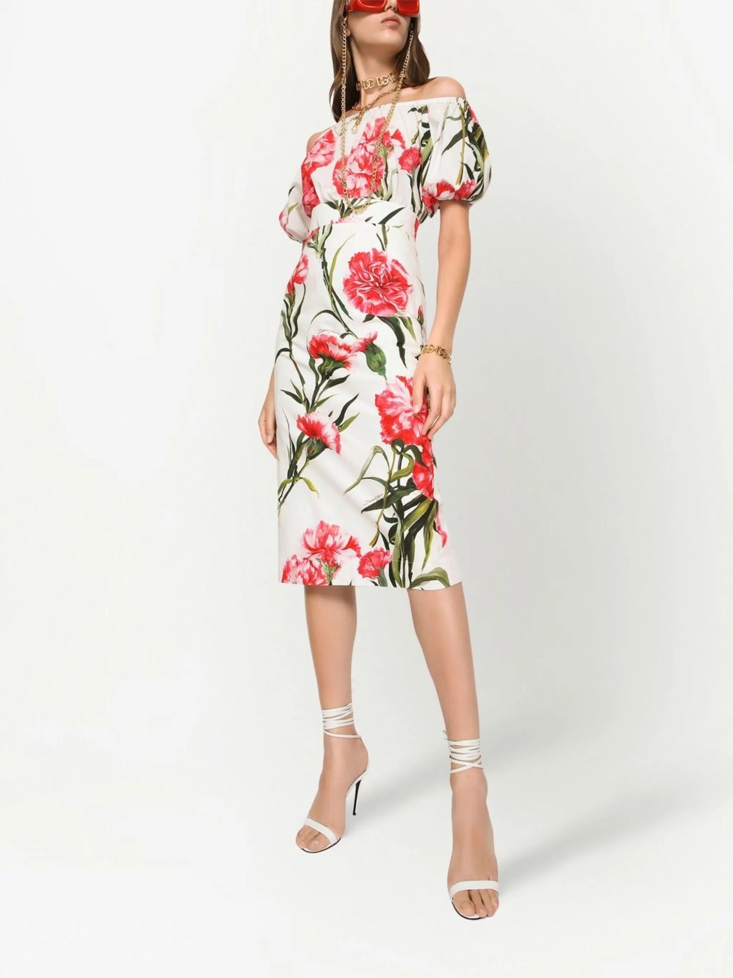 floral-print pencil skirt