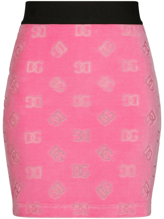 DG-logo flocked miniskirt