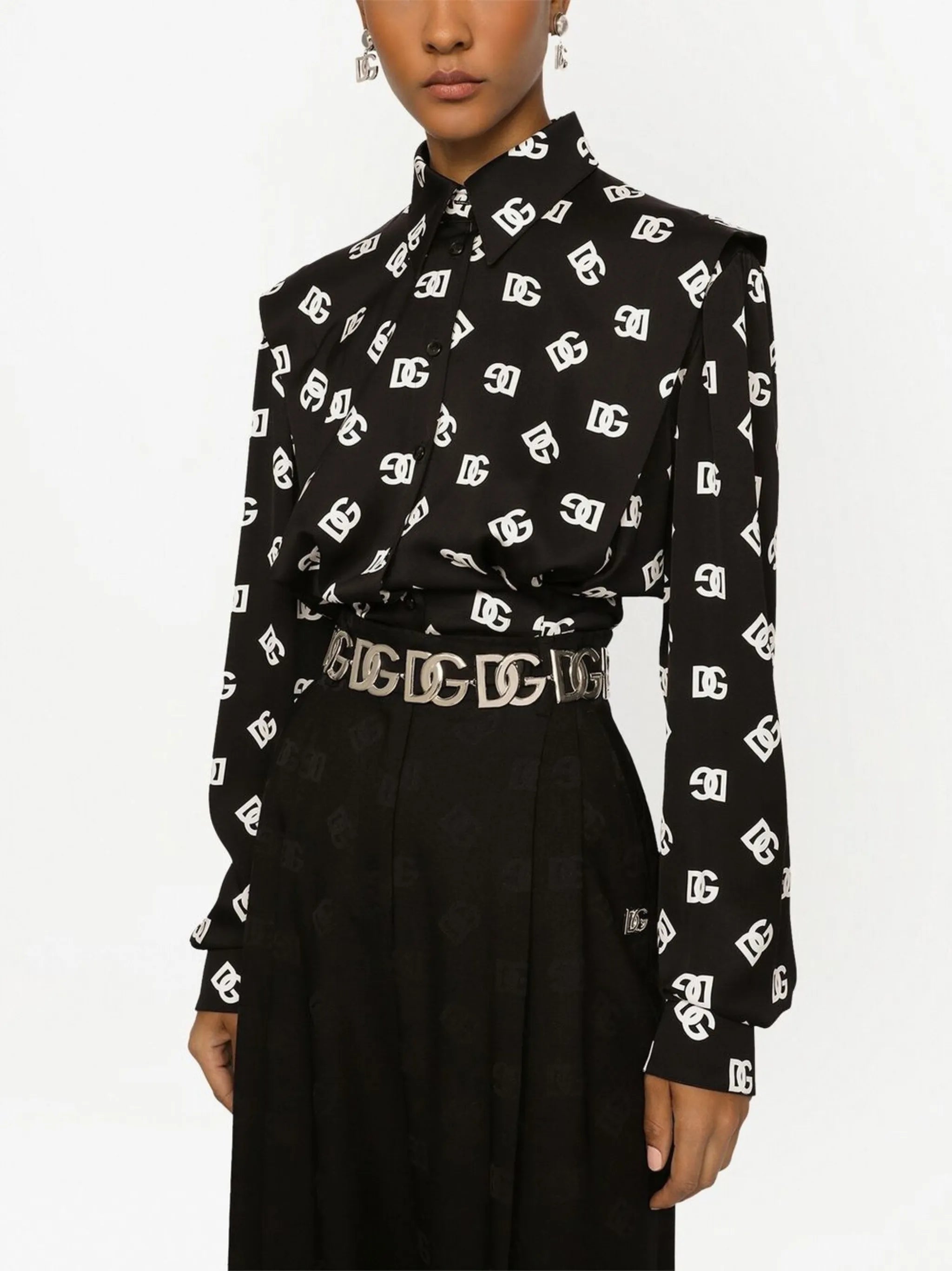 DNA DG-logo stretch-silk shirt