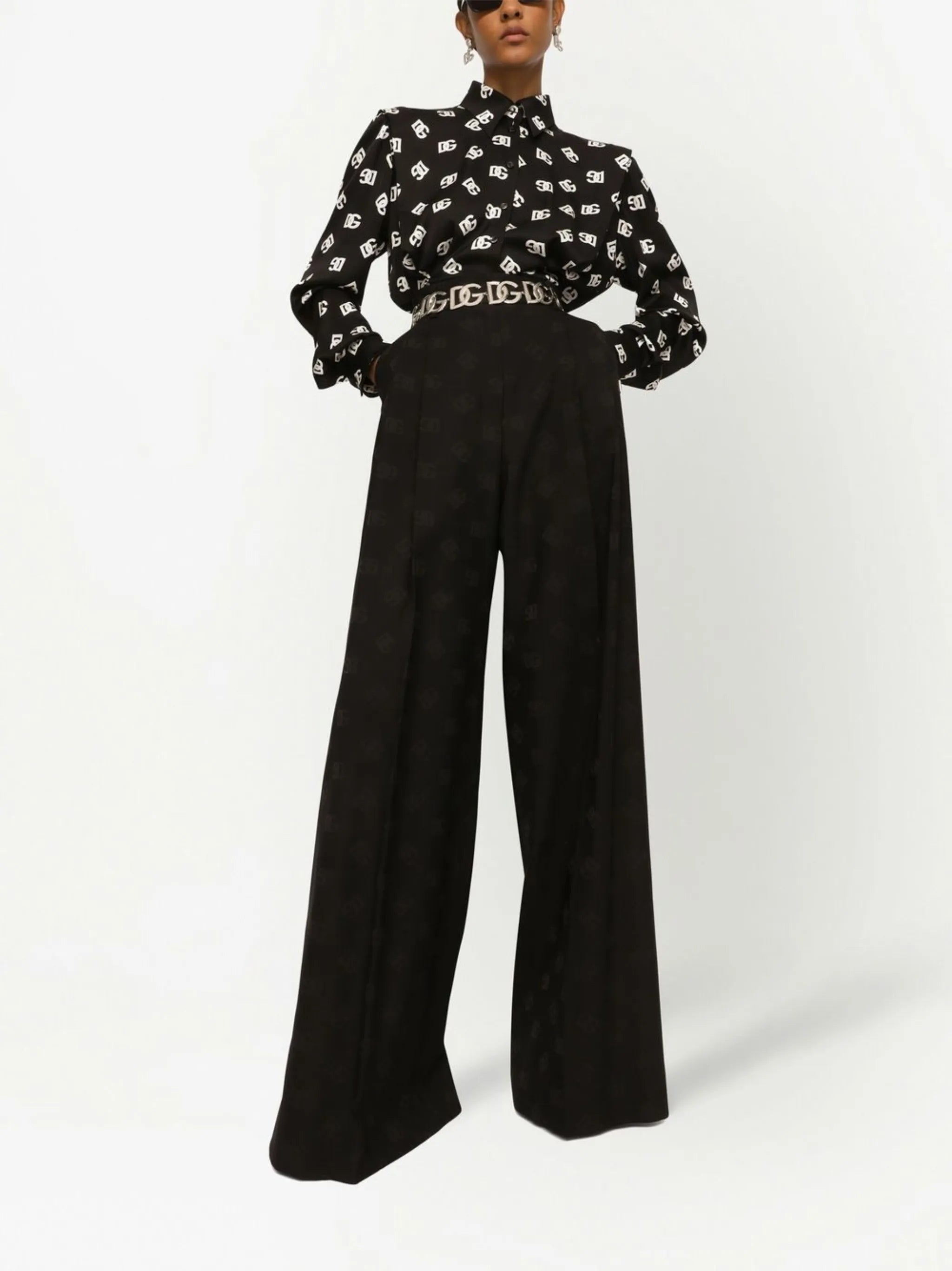 DG-logo stretch-silk shirt
