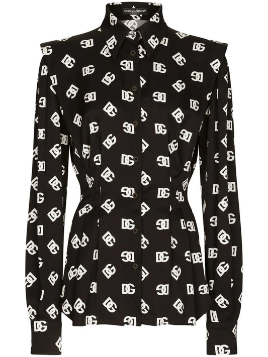 DG-logo stretch-silk shirt