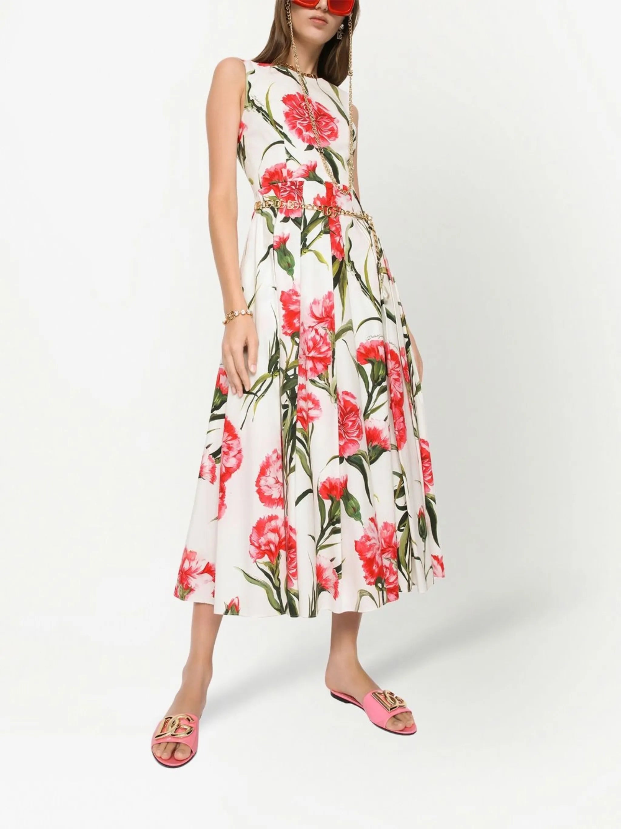 floral-print midi dress