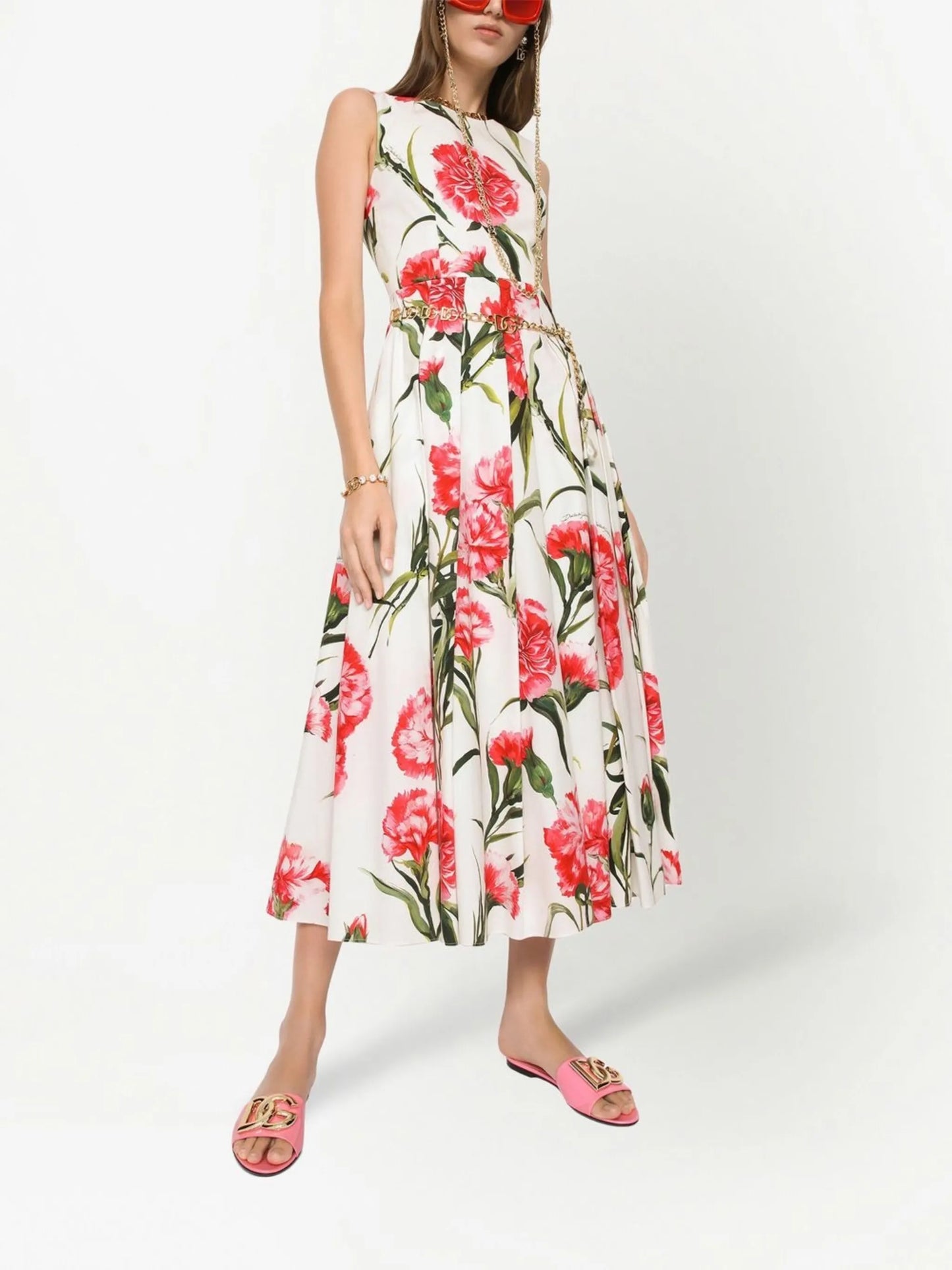 floral-print midi dress