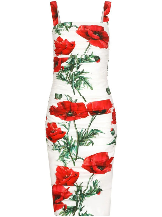 floral-print midi dress