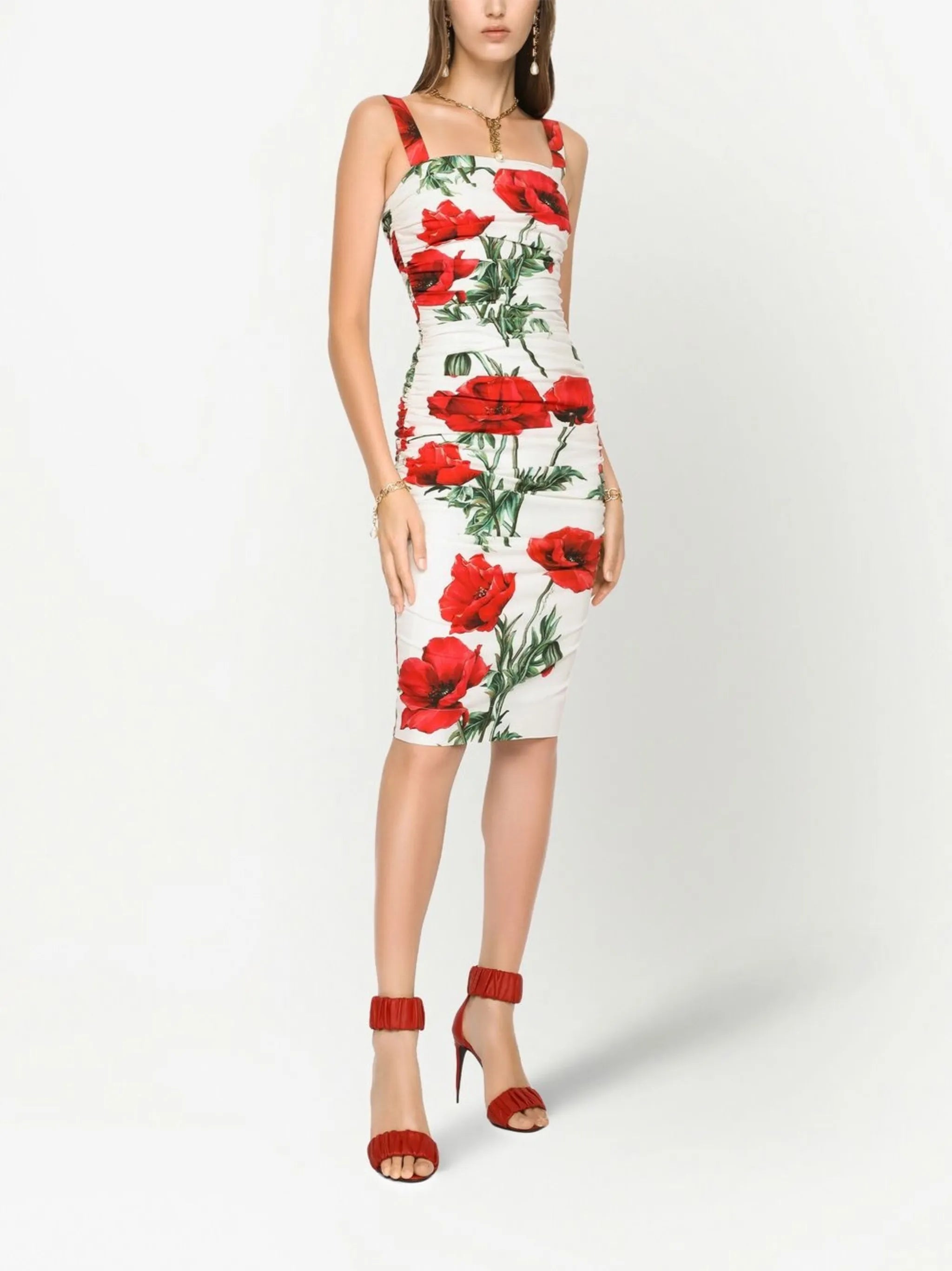 floral-print midi dress