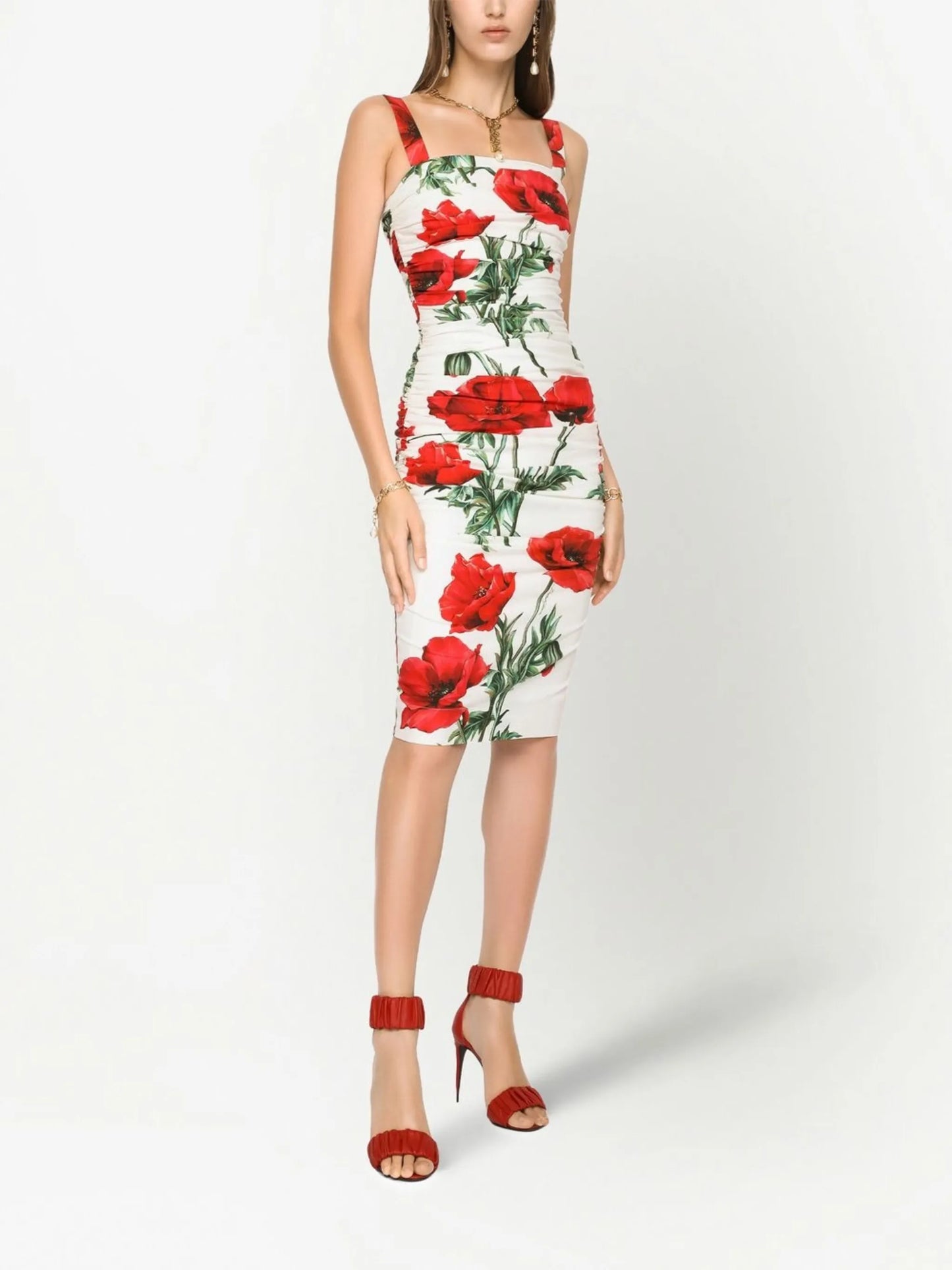 floral-print midi dress