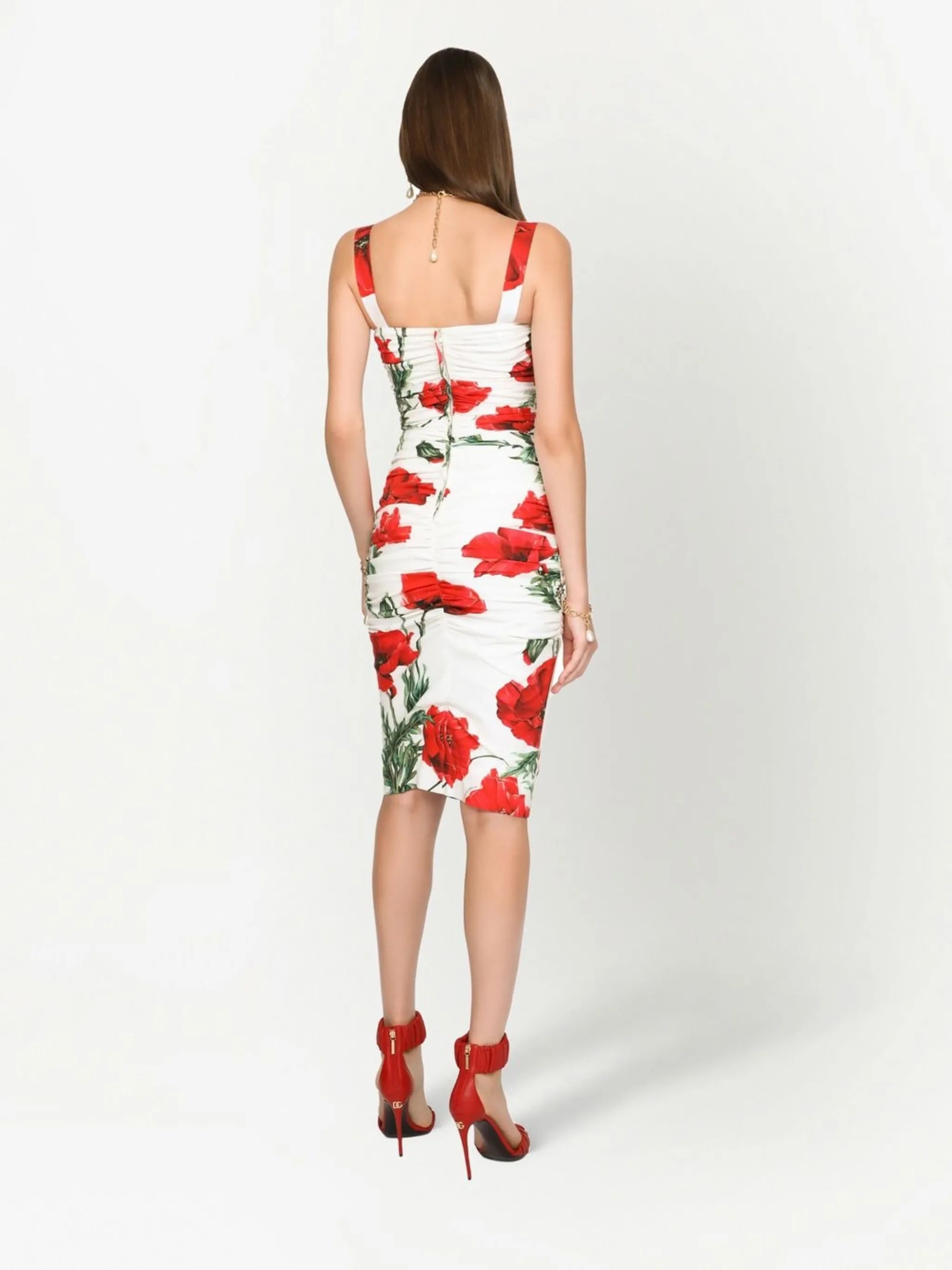 floral-print midi dress