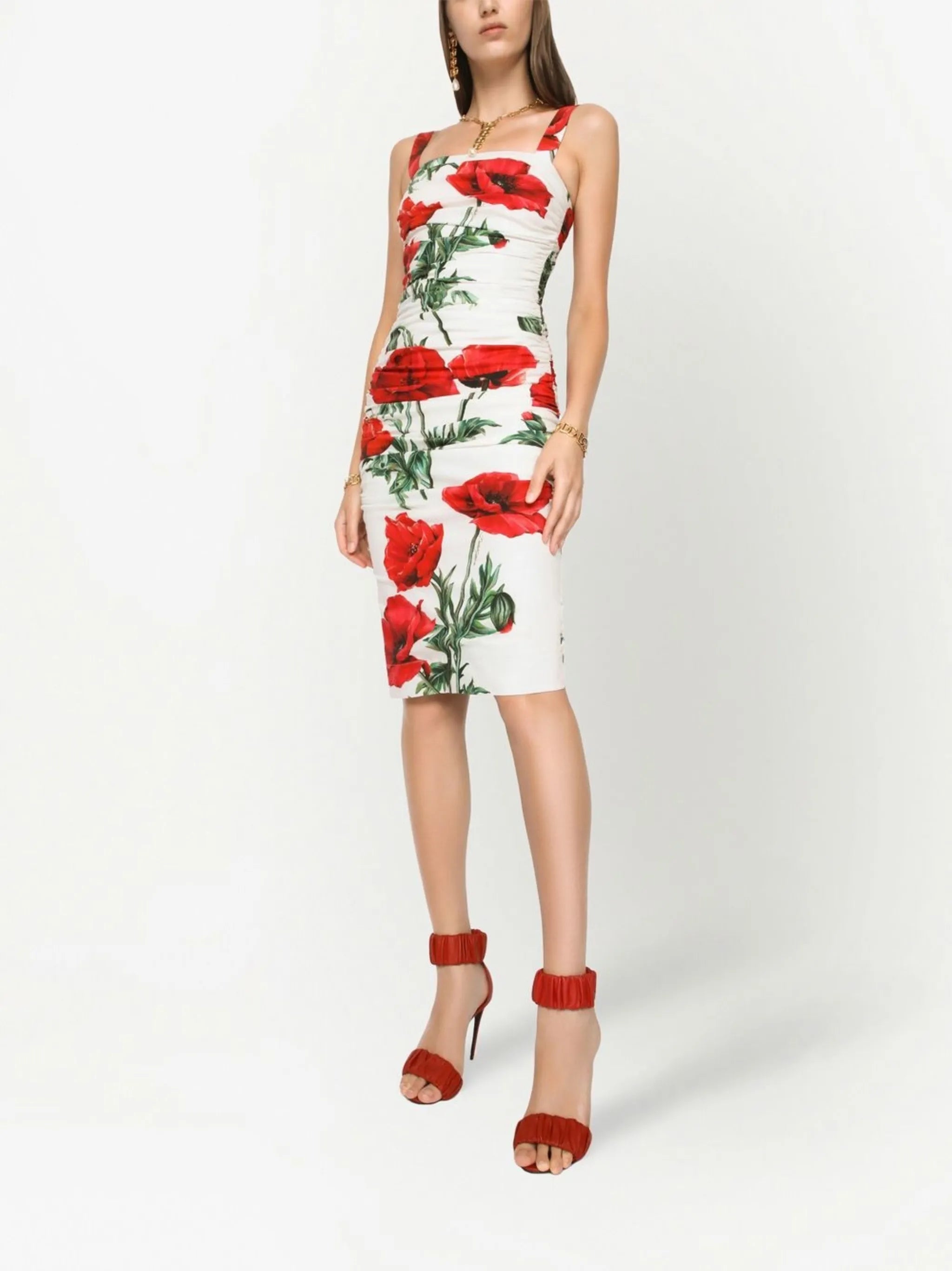 floral-print midi dress
