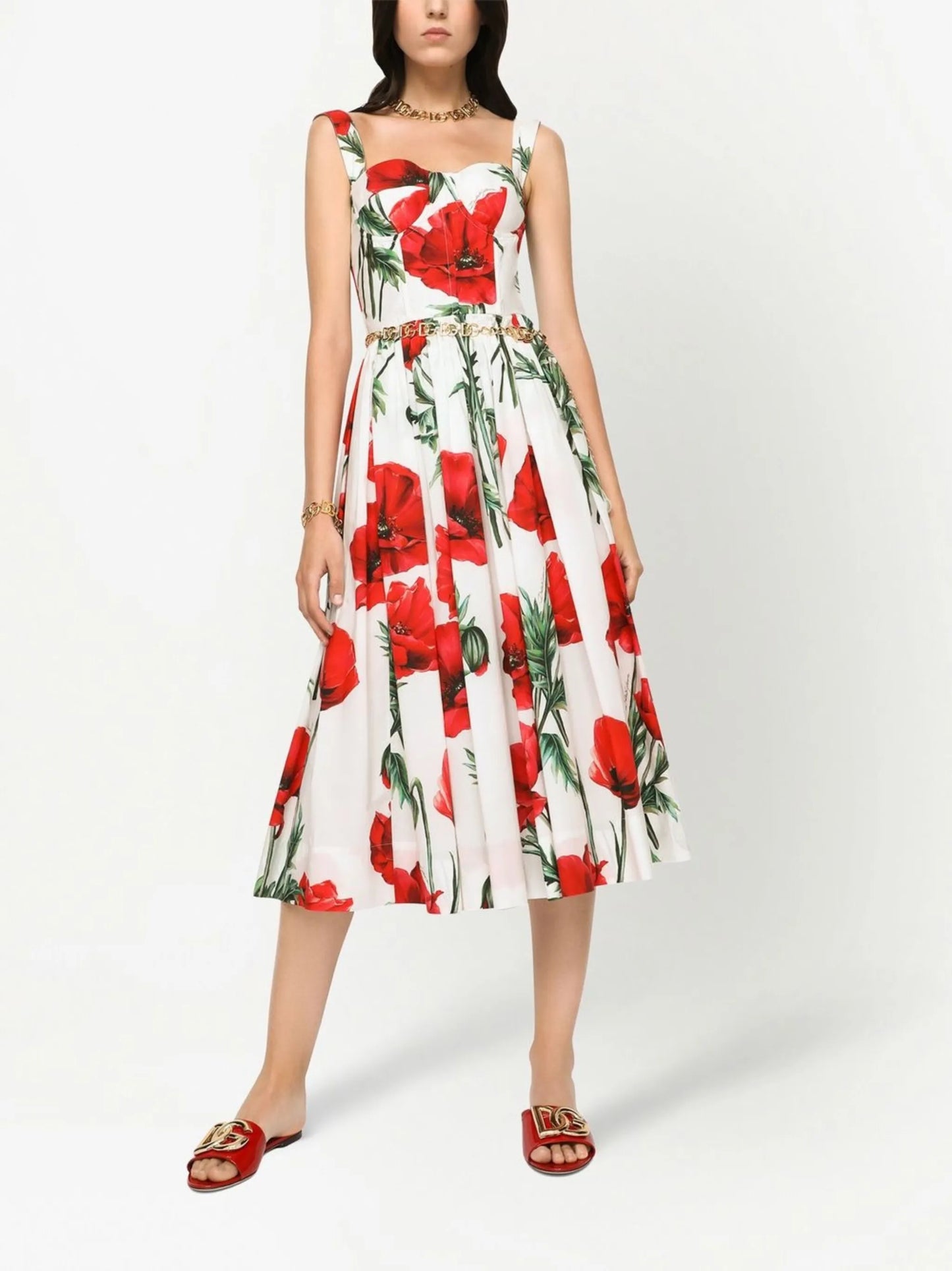 floral-print midi dress