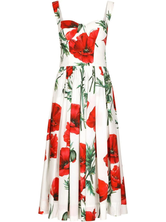 floral-print midi dress
