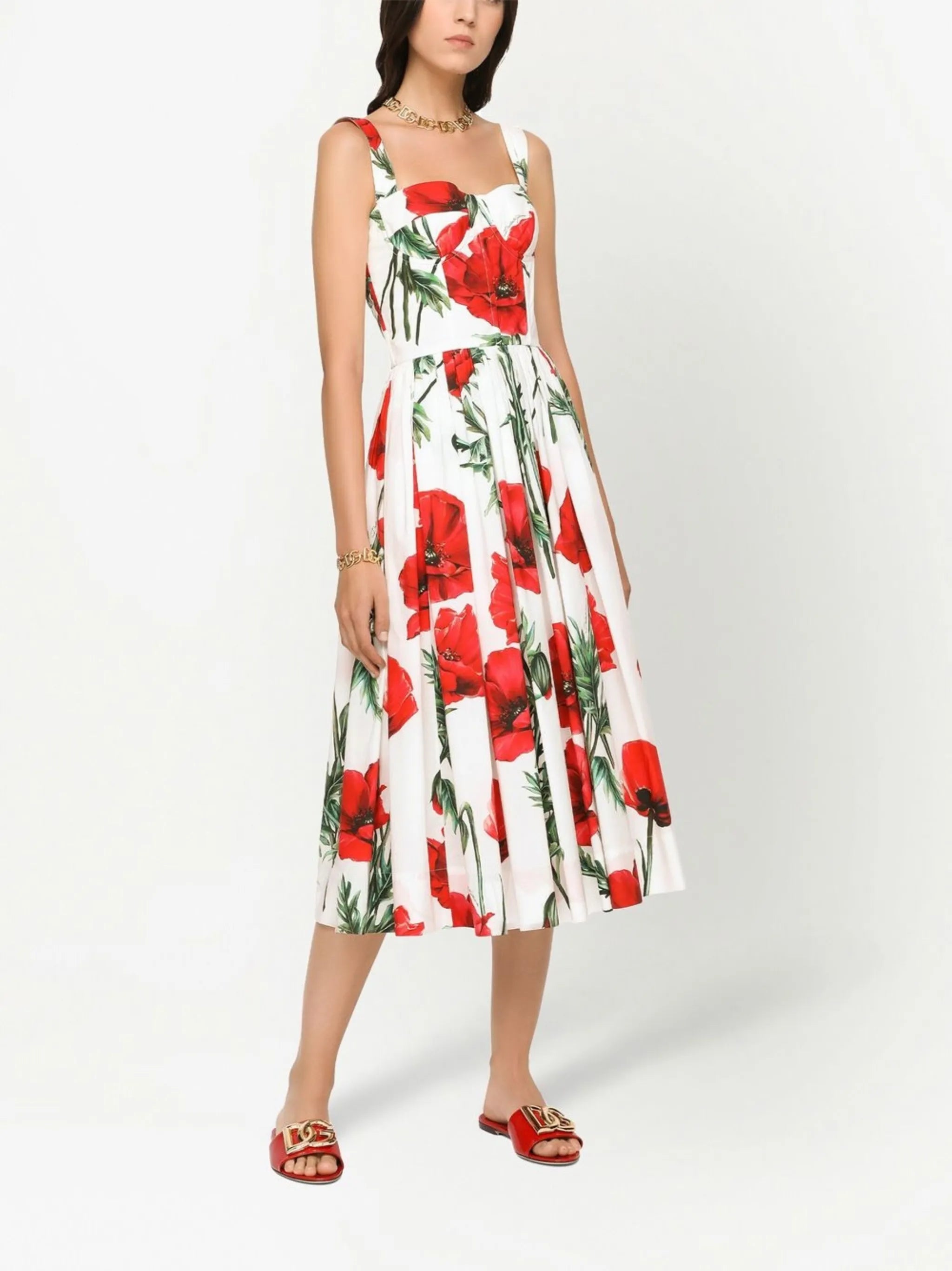 floral-print midi dress