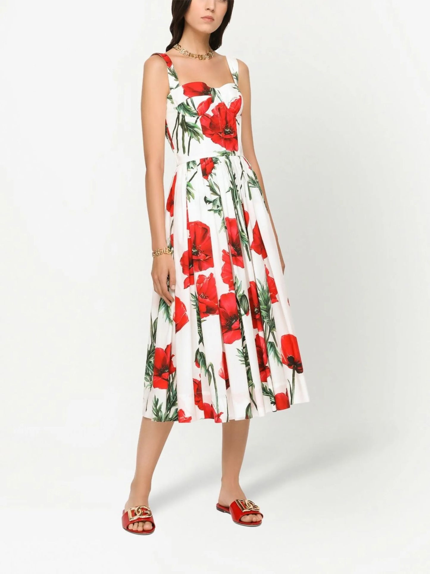 floral-print midi dress