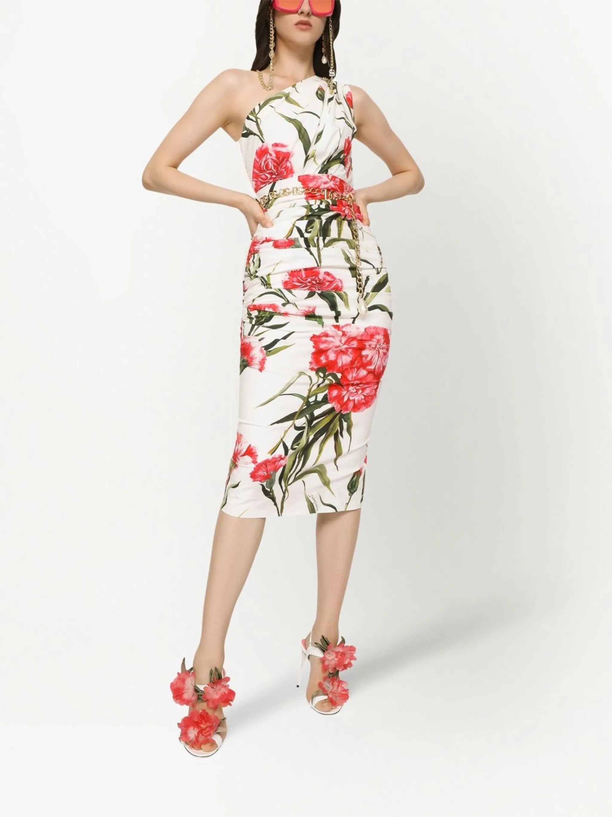one-shoulder midi dress