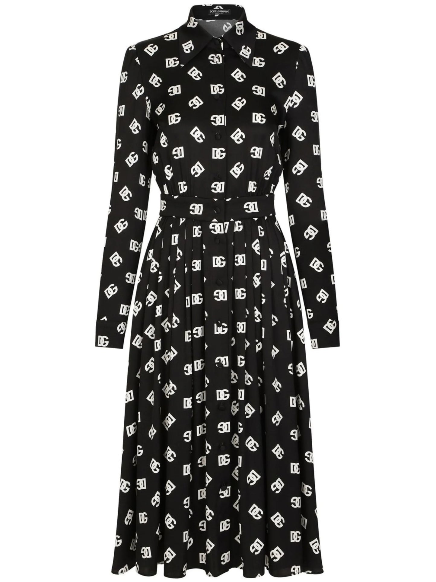 logo-print belted midi dress