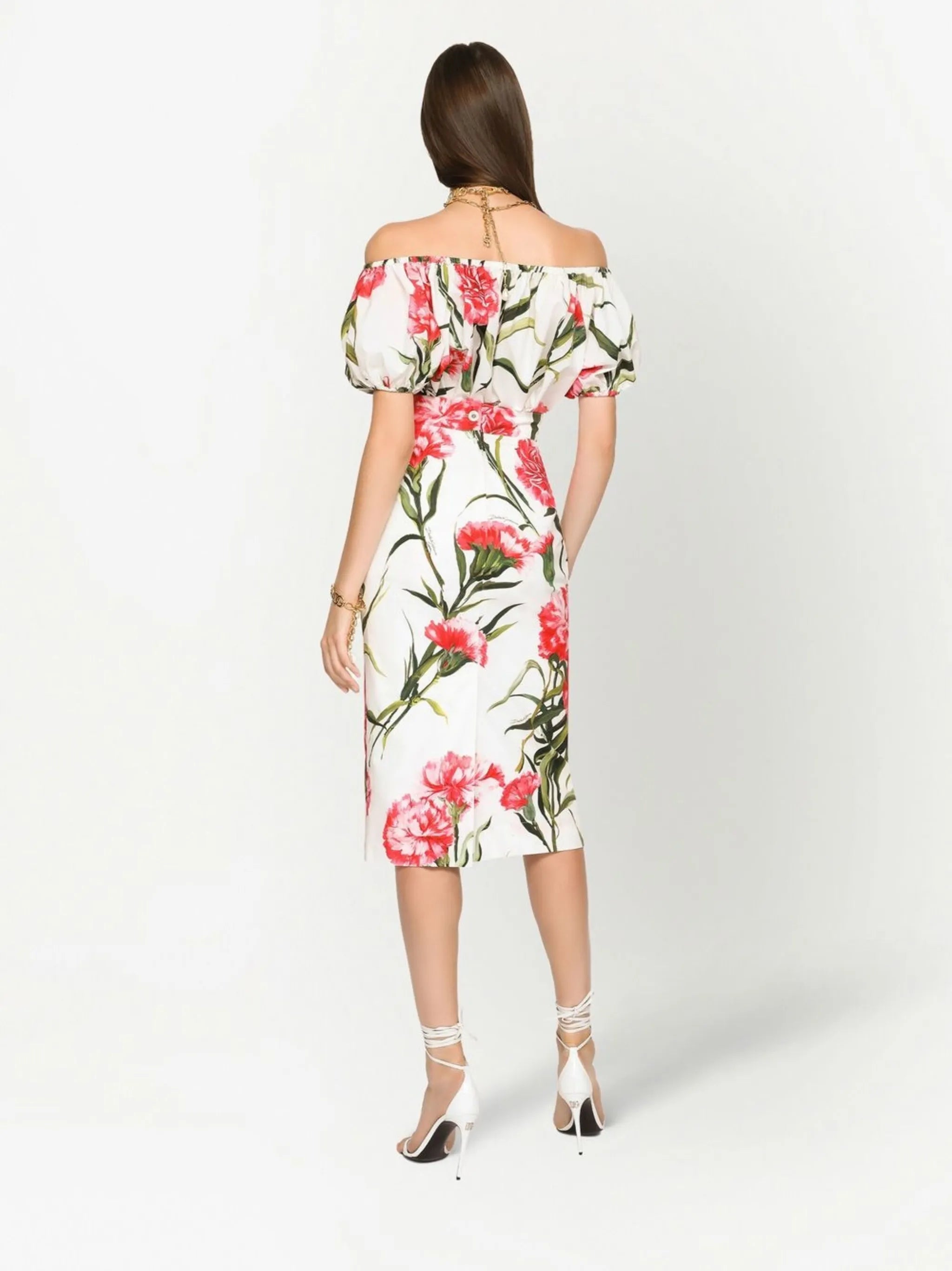 floral-print off-shoulder blouse