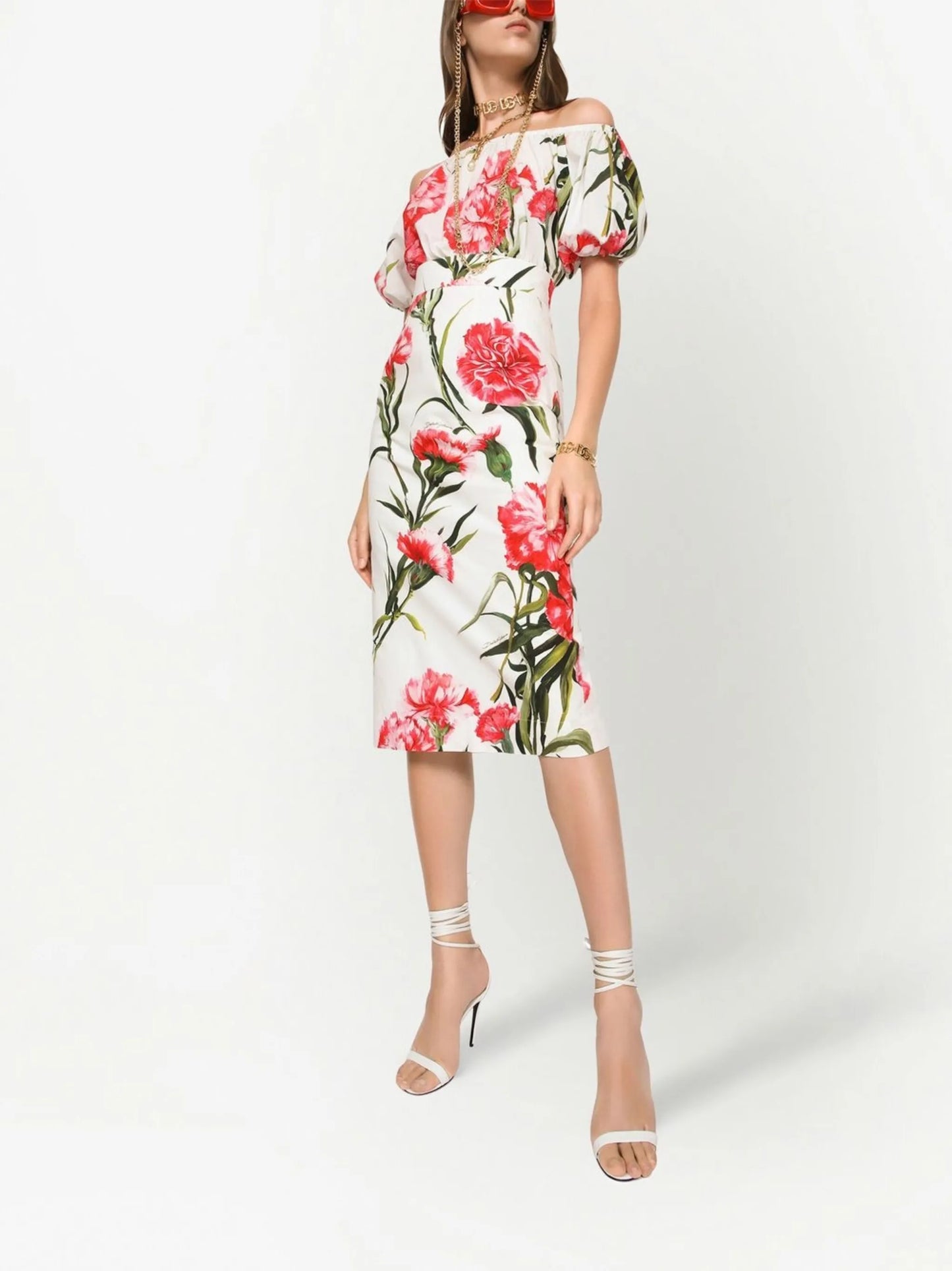 floral-print off-shoulder blouse