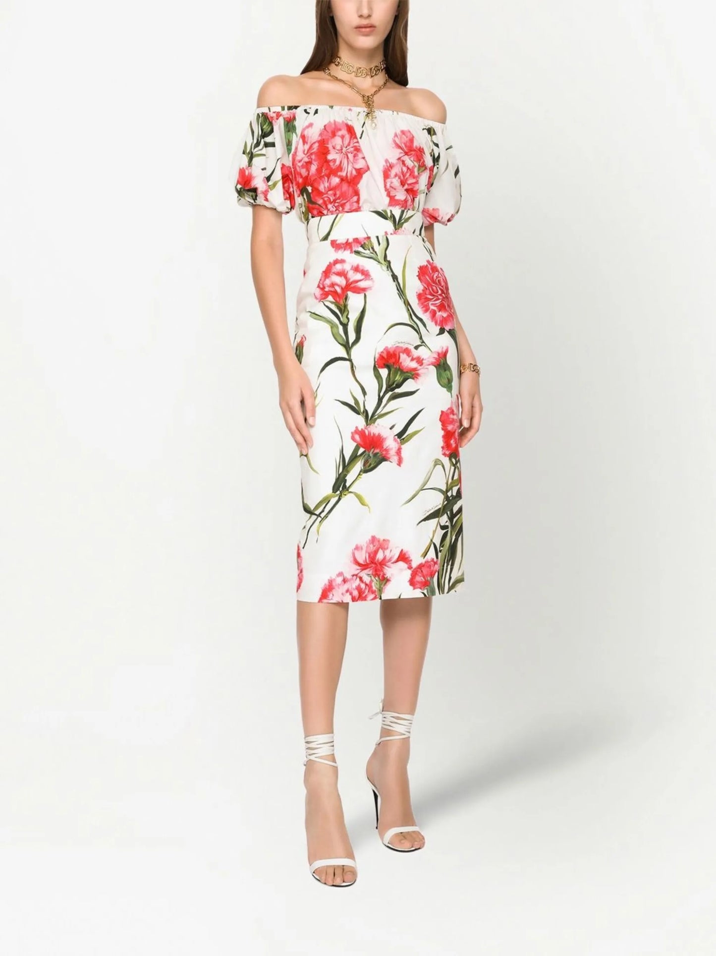 floral-print off-shoulder blouse