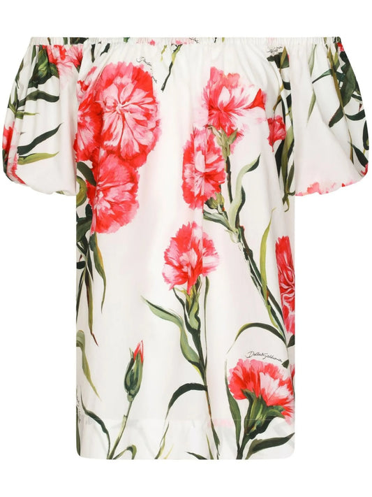 floral-print off-shoulder blouse