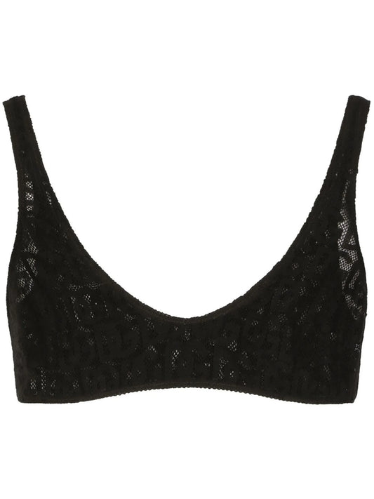 DG-logo jacquard tulle bralette