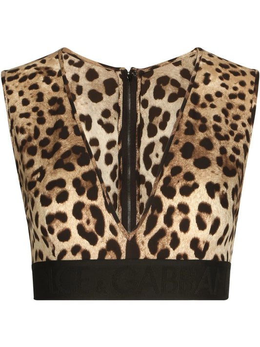 leopard-print crop top