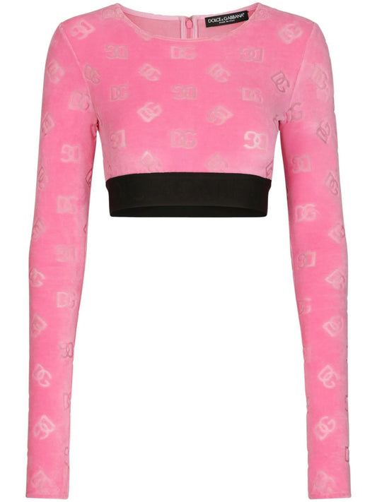 DG-logo flocked crop top