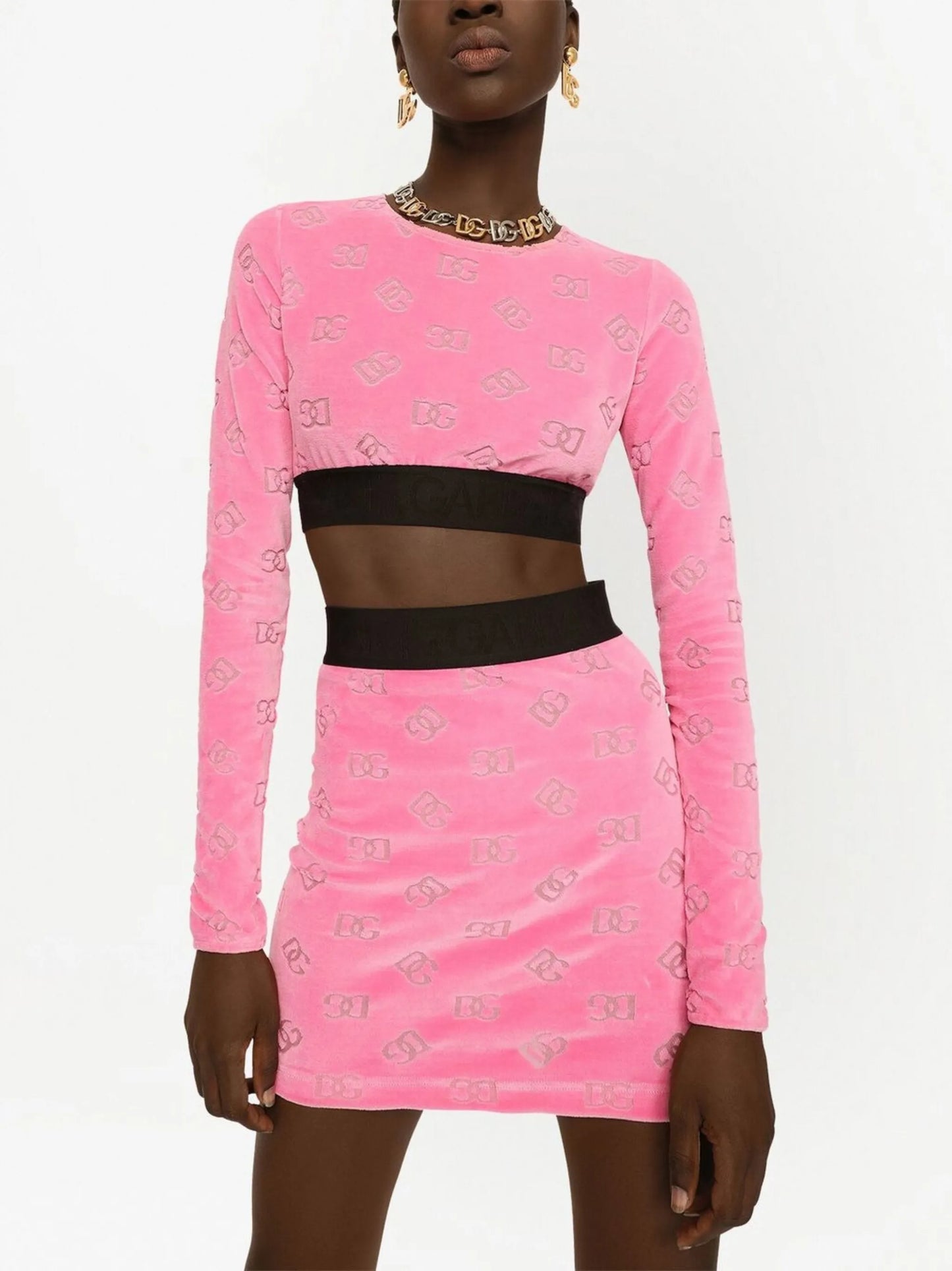 DG-logo flocked crop top
