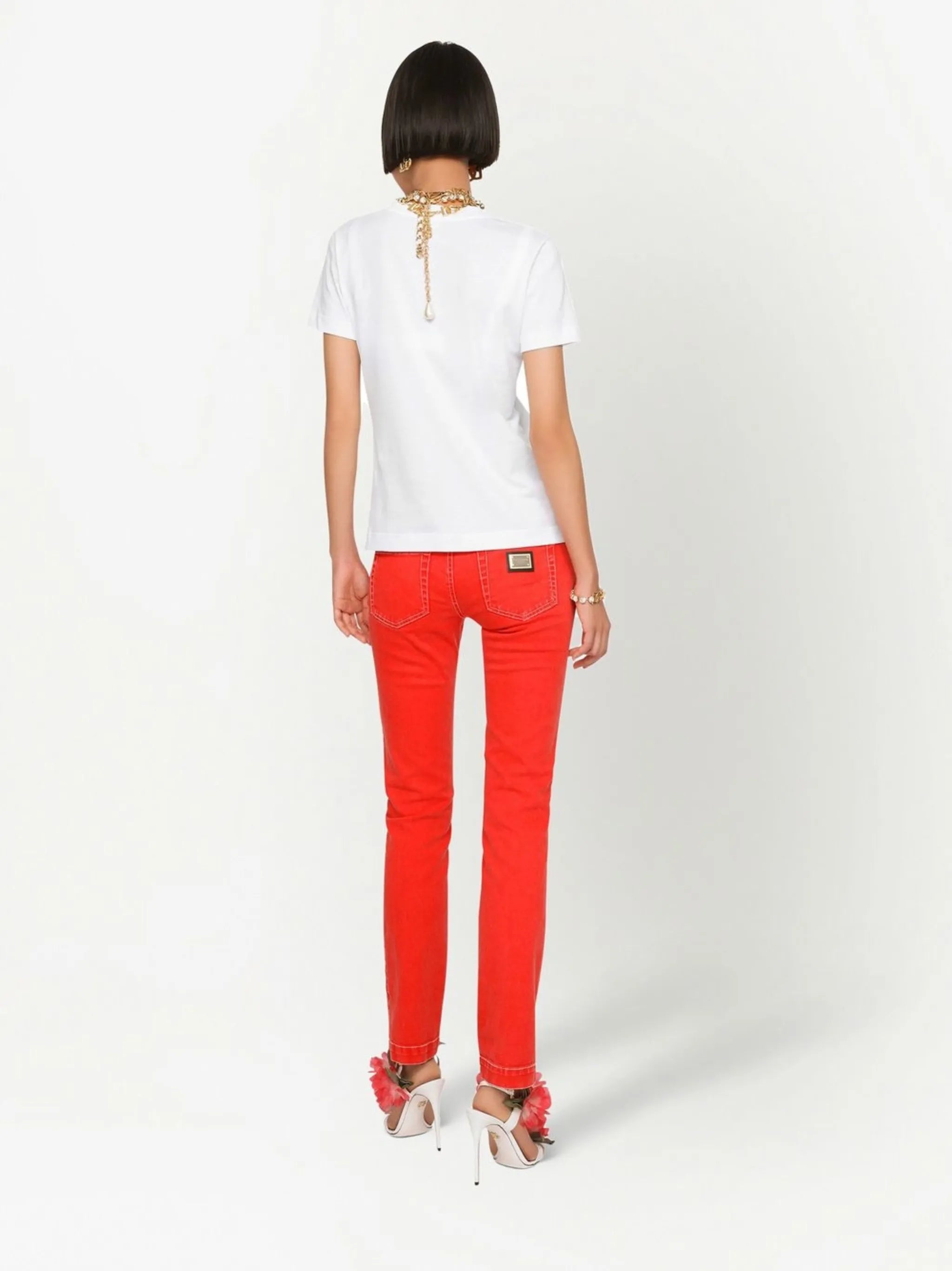 poppy-print cotton T-shirt