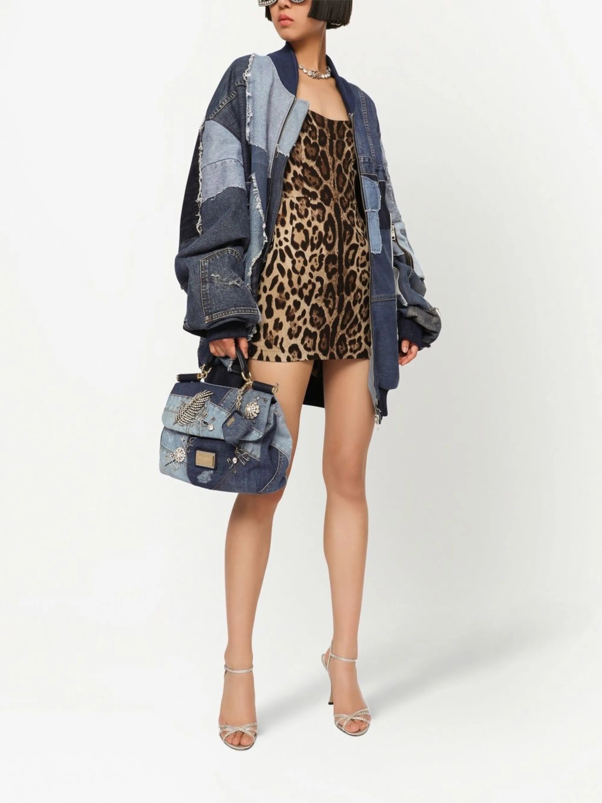 patchwork-detail oversized coat