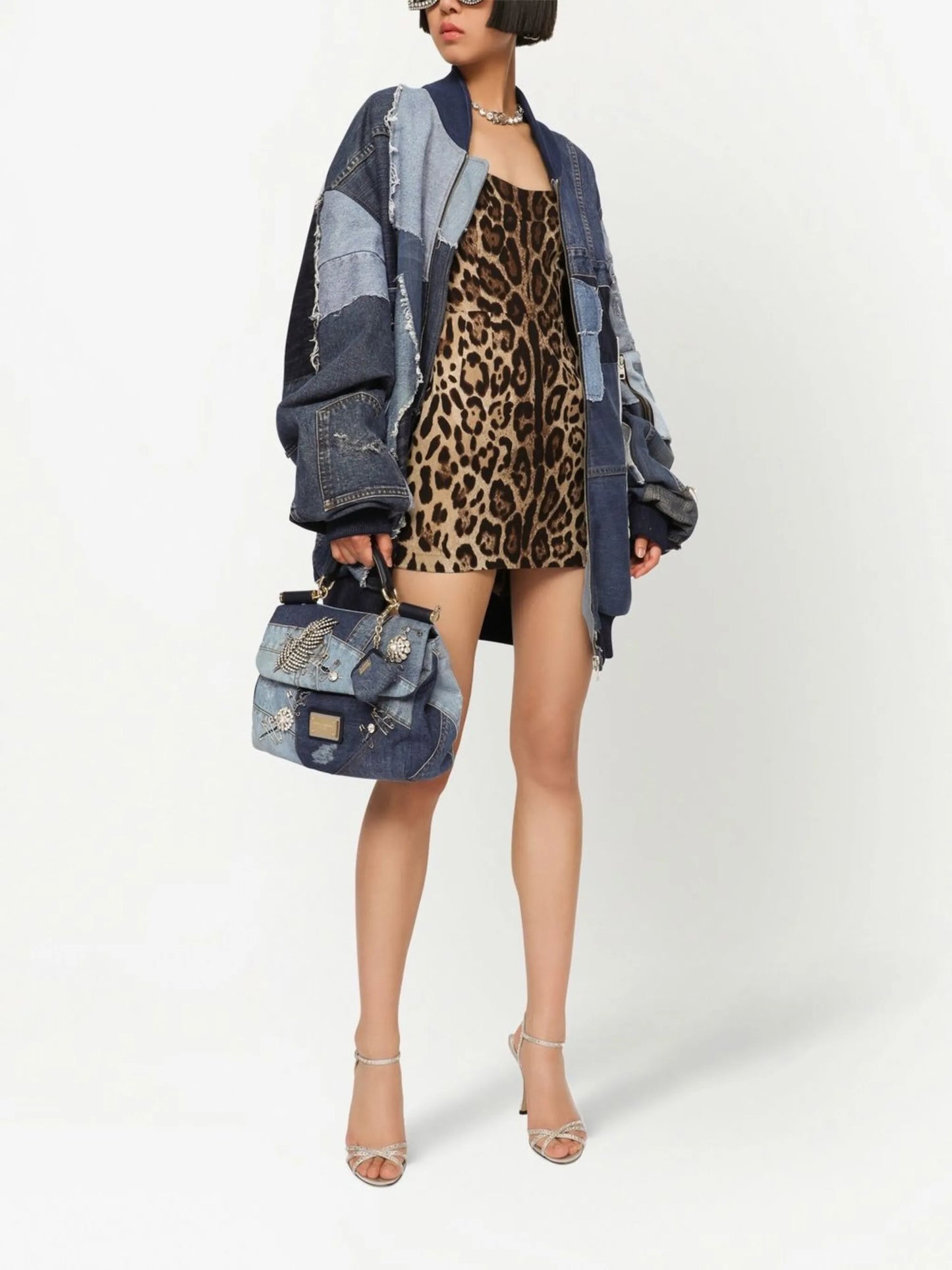patchwork-detail oversized coat