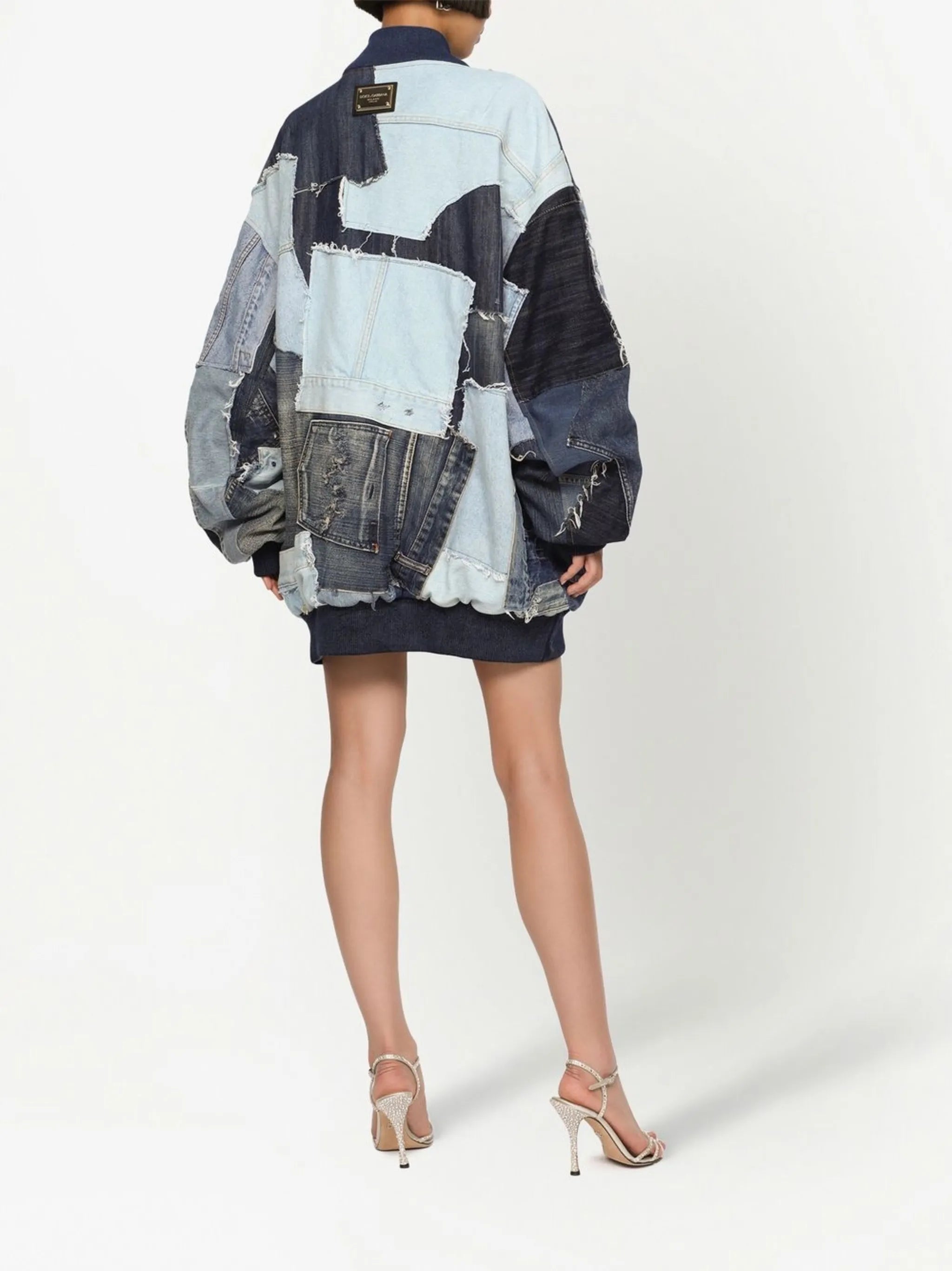 patchwork-detail oversized coat