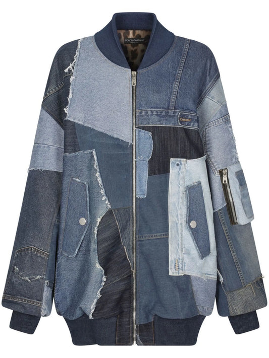 patchwork-detail oversized coat