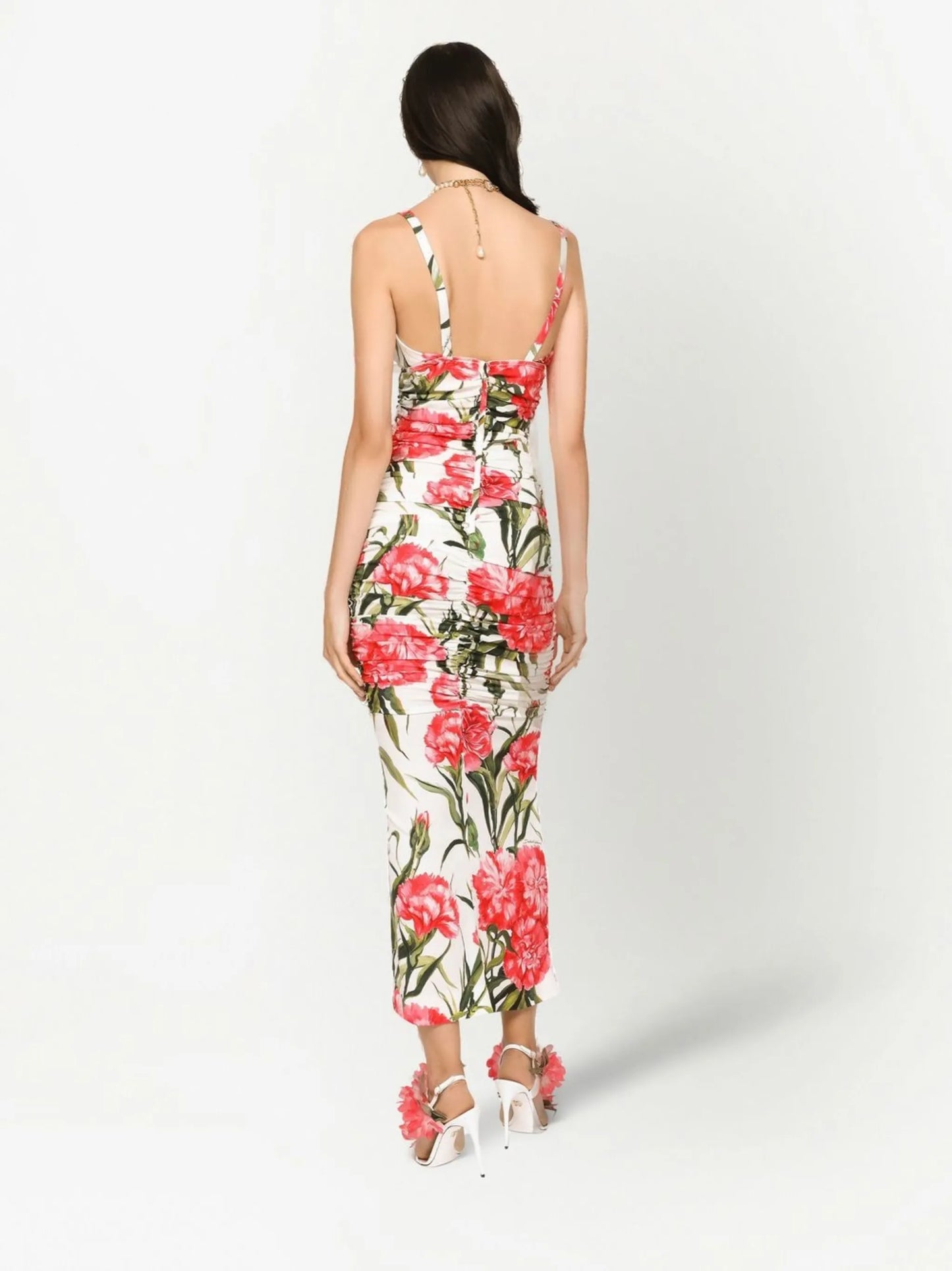 floral-print V-neck dress